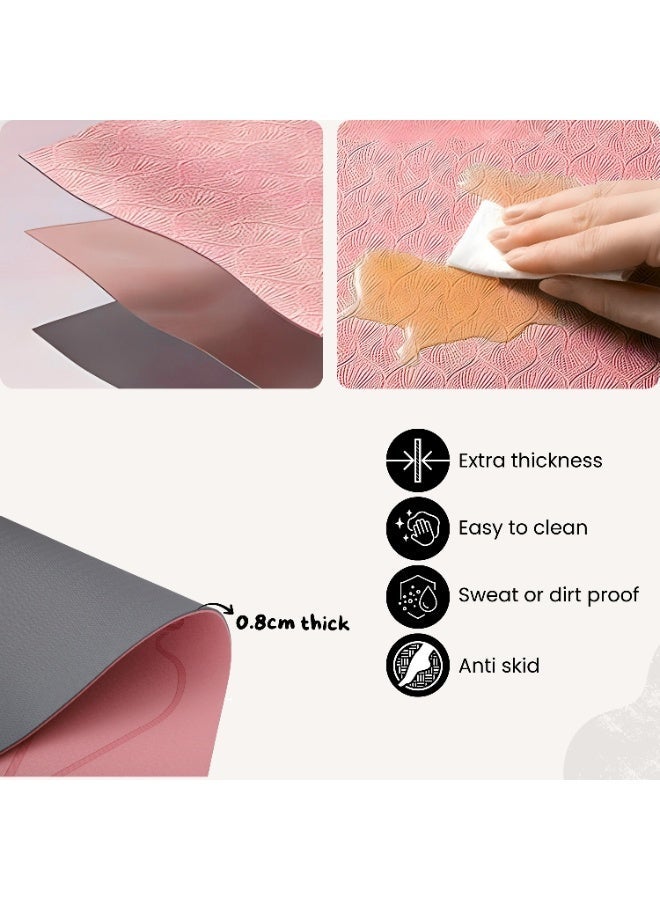 Endless TPE Yoga Mat Non-Slip & Eco-Friendly | Pink |Extra Thick 8mm Exercise Mat with Carry Bag | Ideal for Yoga, Pilates, Home Workout & Floor Exercises (183×61×0.8 cm) - Image 4